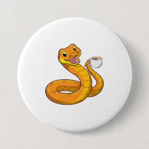 Snake with Cup of Coffee Button