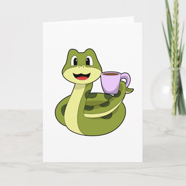 Snake with Cup of Coffee Card (Front)