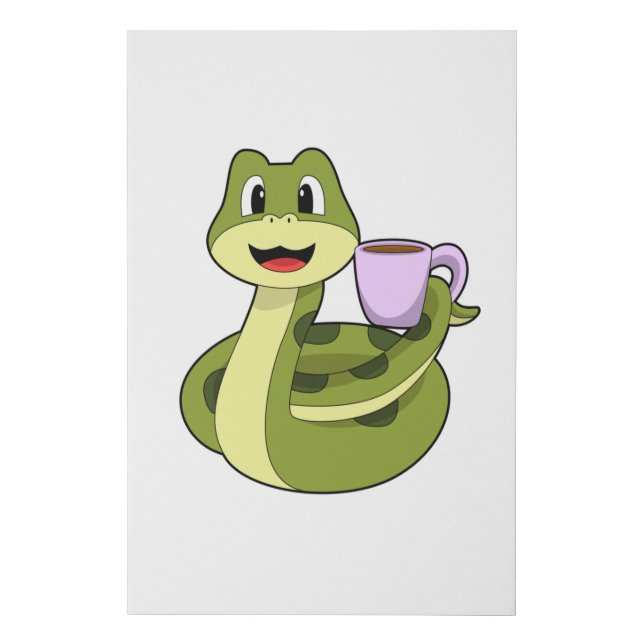 Snake with Cup of Coffee Faux Canvas Print (Front)