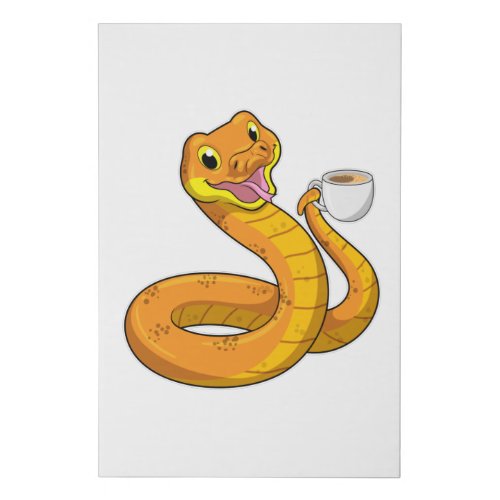 Snake with Cup of Coffee Faux Canvas Print