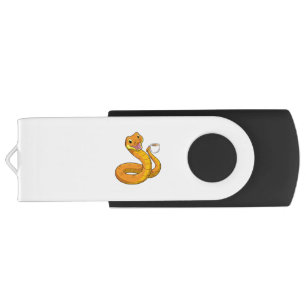 Snake with Cup of Coffee Flash Drive