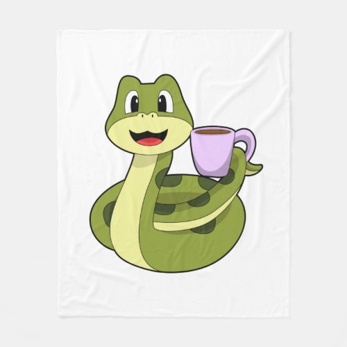 Snake with Cup of Coffee Fleece Blanket