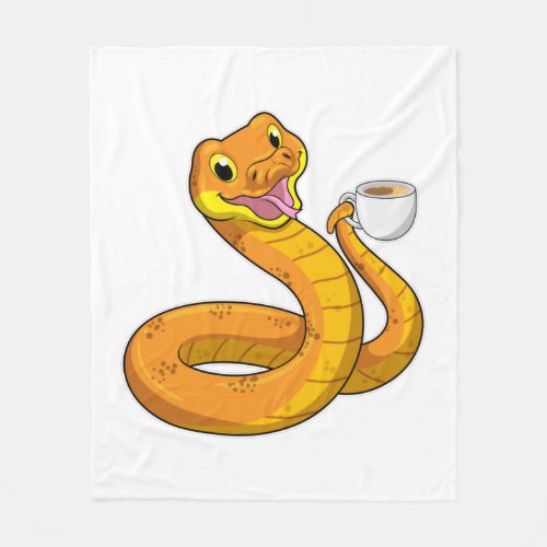 Snake with Cup of Coffee Fleece Blanket