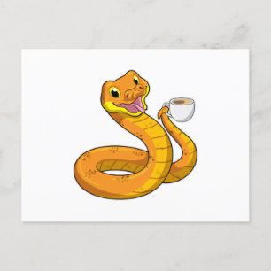 Snake with Cup of Coffee Postcard
