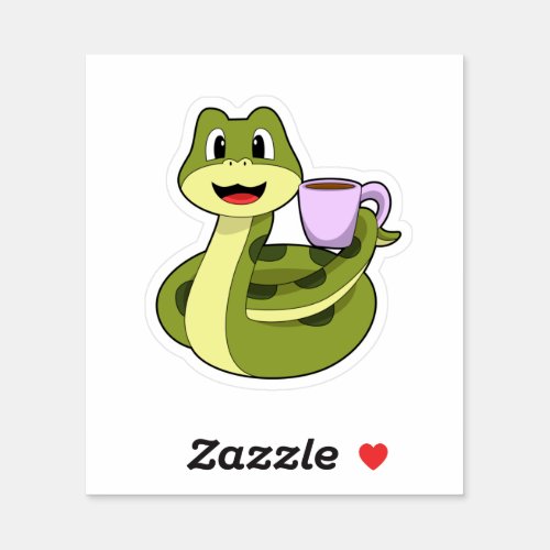 Snake with Cup of Coffee Sticker