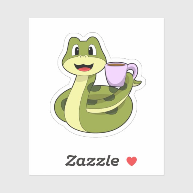 Snake with Cup of Coffee Sticker (Sheet)