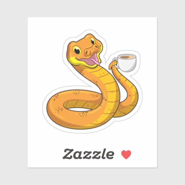Snake with Cup of Coffee Sticker (Sheet)