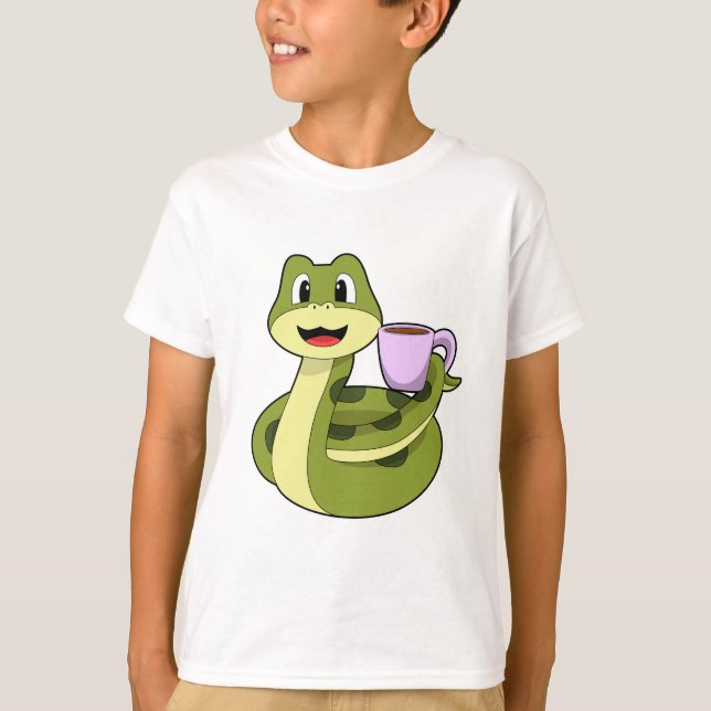 Snake with Cup of Coffee T-Shirt (Front)