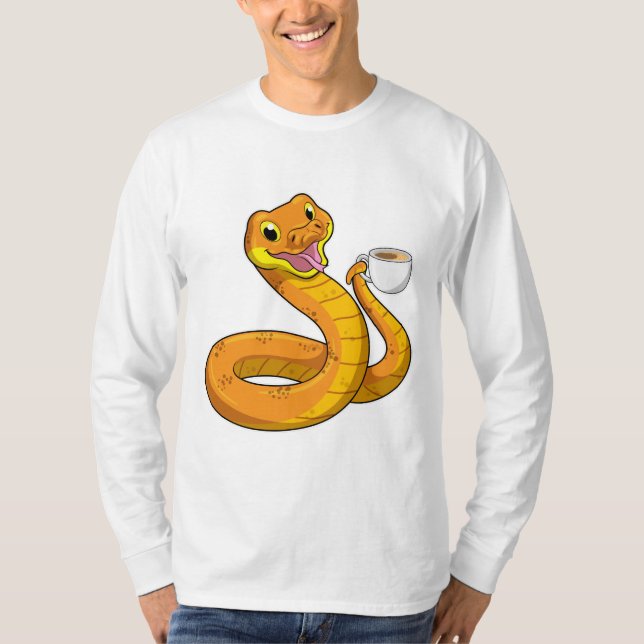 Snake with Cup of Coffee T-Shirt (Front)