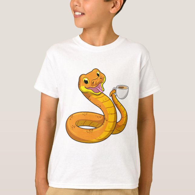 Snake with Cup of Coffee T-Shirt (Front)