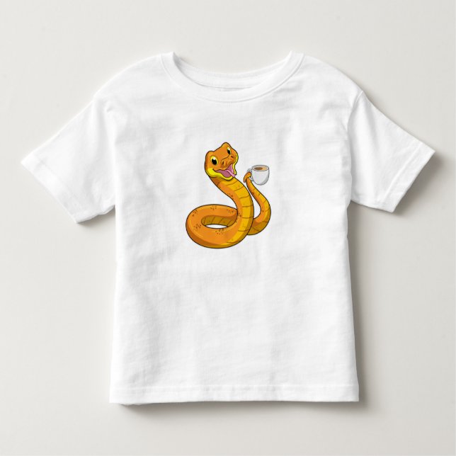 Snake with Cup of Coffee Toddler T-shirt (Front)
