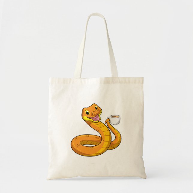 Snake with Cup of Coffee Tote Bag (Front)