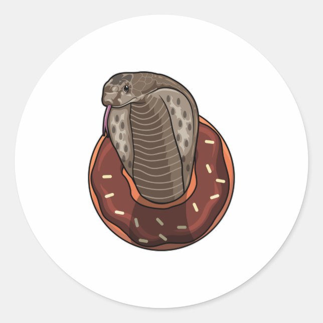 Snake with Donut Classic Round Sticker (Front)