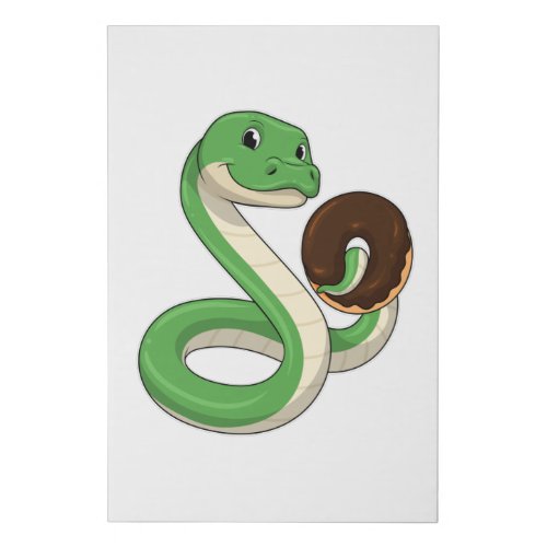 Snake with Donut Faux Canvas Print