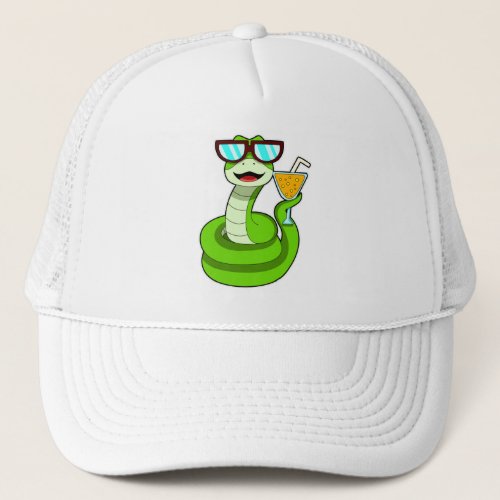 Snake with Drink Trucker Hat
