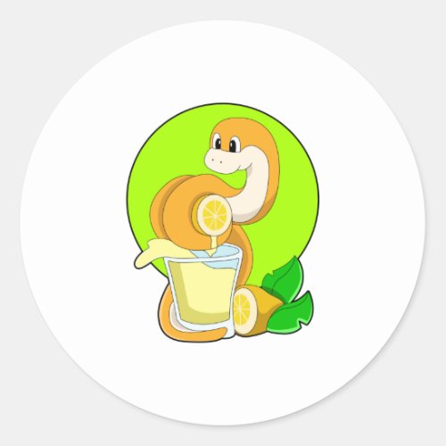 Snake with Glass of Lemon juice Classic Round Sticker