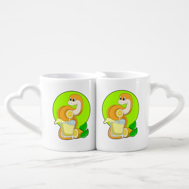 Snake with Glass of Lemon juice Coffee Mug Set (Front Nesting)