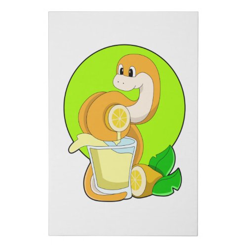 Snake with Glass of Lemon juice Faux Canvas Print