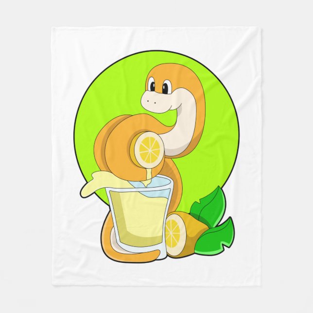 Snake with Glass of Lemon juice Fleece Blanket (Front)