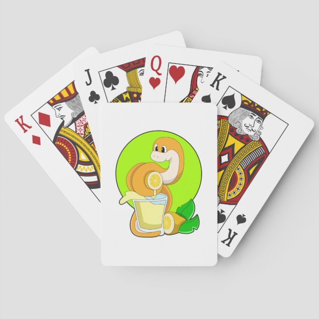 Snake with Glass of Lemon juice Poker Cards (Back)