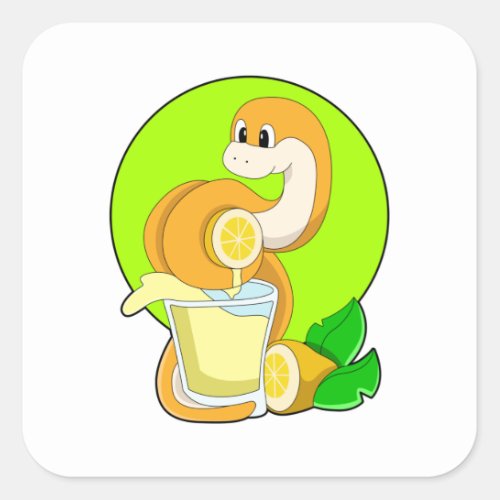 Snake with Glass of Lemon juice Square Sticker