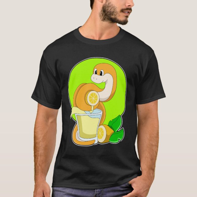 Snake with Glass of Lemon juice T-Shirt (Front)