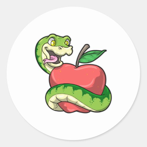 Snake with green Head  Apple Classic Round Sticker