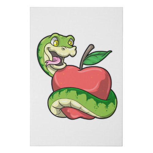 Snake with green Head  Apple Faux Canvas Print