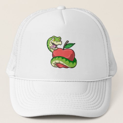 Snake with green Head  Apple Trucker Hat