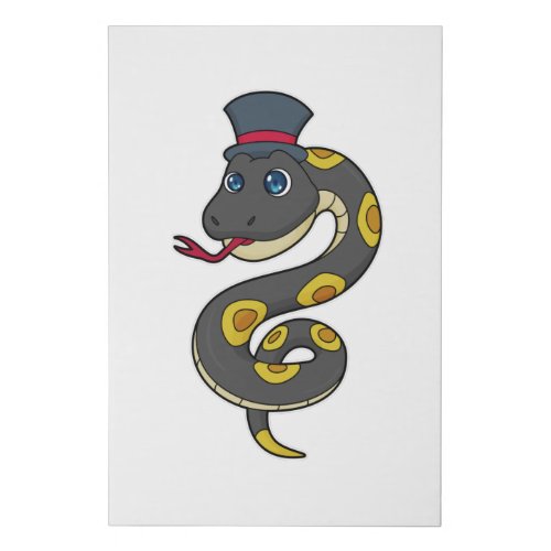 Snake with Hat Faux Canvas Print