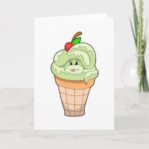 Snake with Ice cream cone & Cherry Card