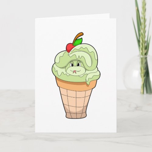 Snake with Ice cream cone  Cherry Card