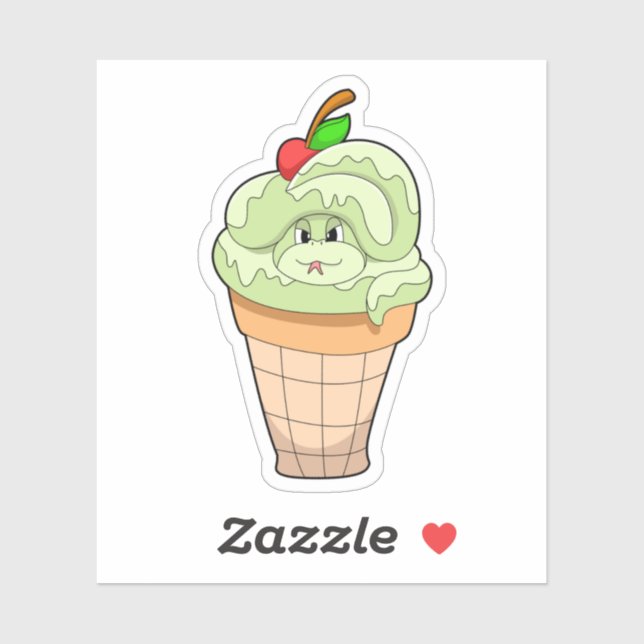Snake with Ice cream cone & Cherry Sticker (Sheet)