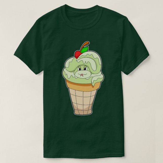 Snake with Ice cream cone Cherry T-Shirt (Design Front)