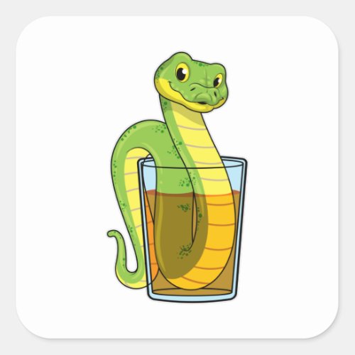 Snake with Juice Square Sticker