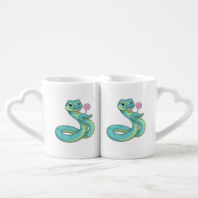 Snake with Lollipop Coffee Mug Set (Front Nesting)