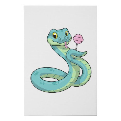 Snake with Lollipop Faux Canvas Print