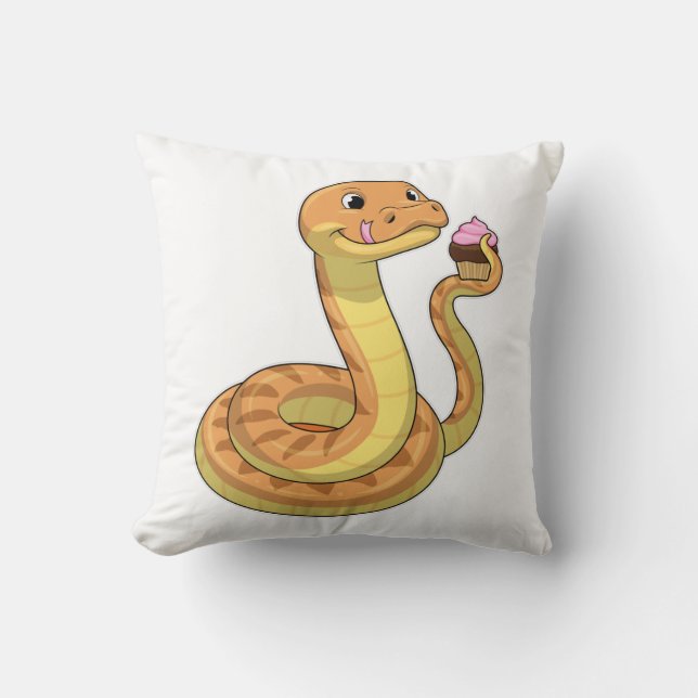 Snake with Muffin Throw Pillow (Front)