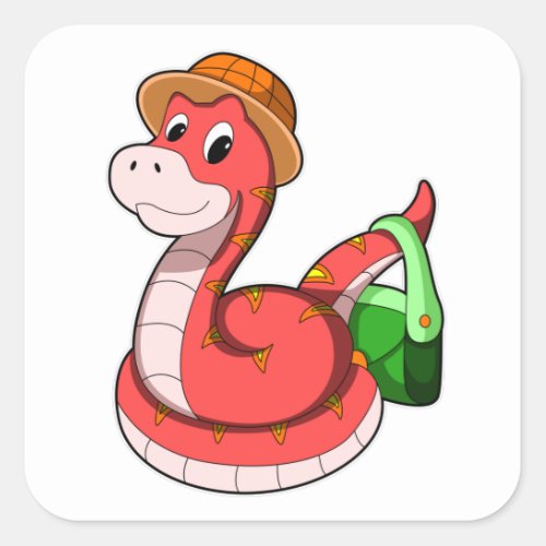 Snake with Purse  Hat Square Sticker