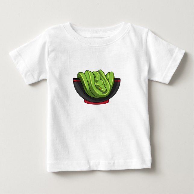 Snake with Ramen Bowl Baby T-Shirt (Front)