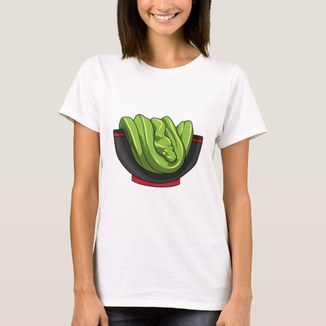 Snake with Ramen Bowl T-Shirt (Front)