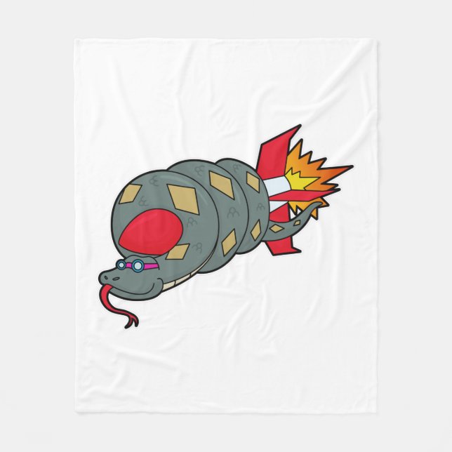 Snake with Rocket Fleece Blanket (Front)