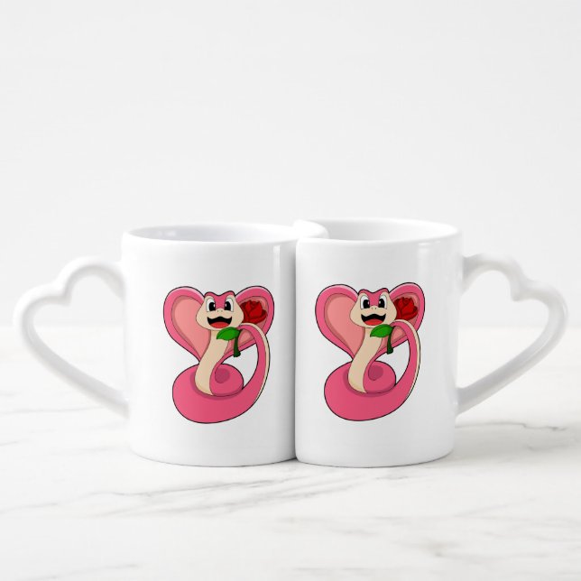 Snake with Rose Coffee Mug Set (Front Nesting)