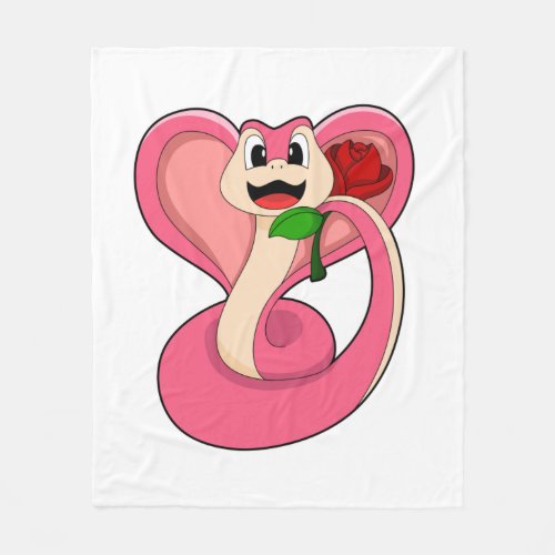 Snake with Rose Fleece Blanket