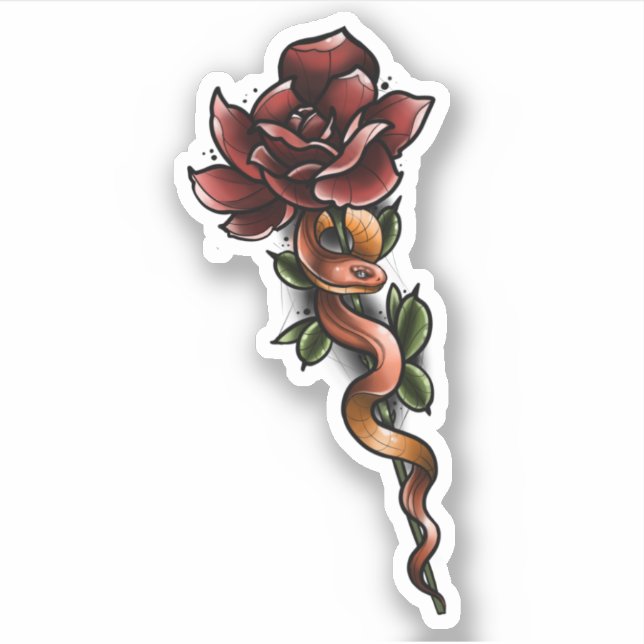 Snake with Rose Flower Sticker (Front)