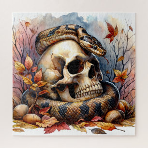 Snake With Skull Autumn Jigsaw Puzzle