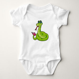 Snake with Sunglasses & Book Baby Bodysuit