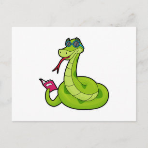 Snake with Sunglasses & Book Postcard