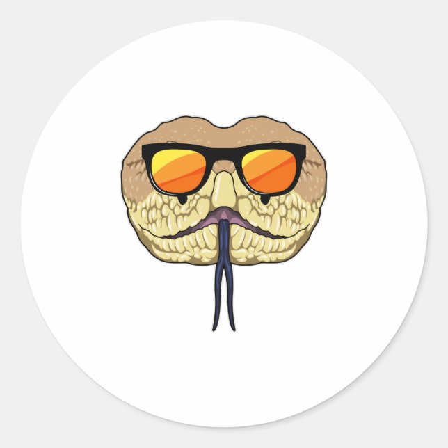Snake with Sunglasses Classic Round Sticker (Front)