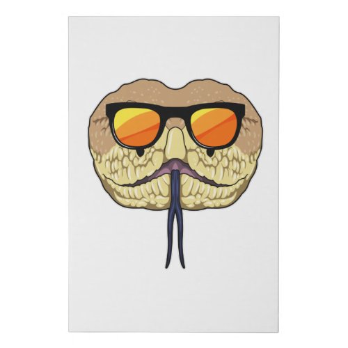 Snake with Sunglasses Faux Canvas Print